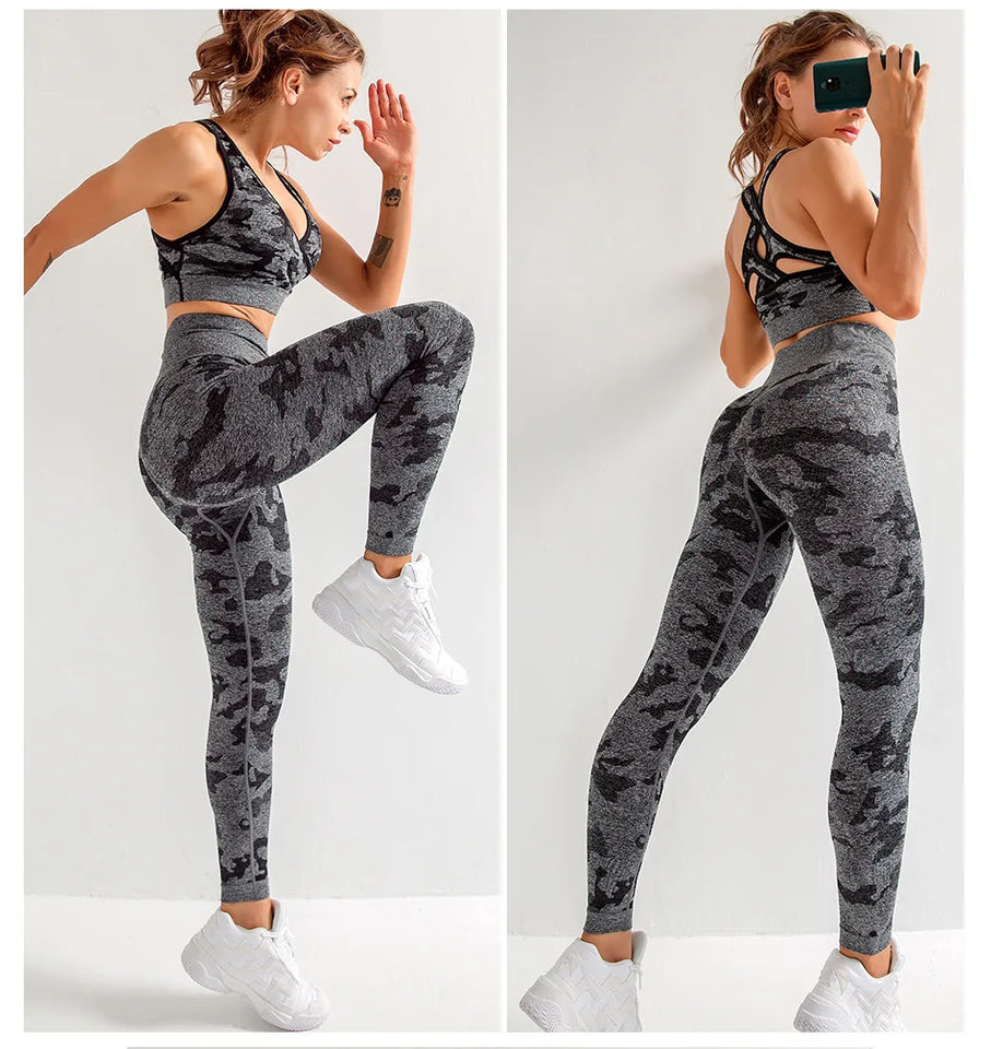 Tie Dyeing Seamless Yoga Set Two Piece Set Women Sports Bra Top High Waist Yoga Pants Workout Leggings Sexy Back Gym Clothing