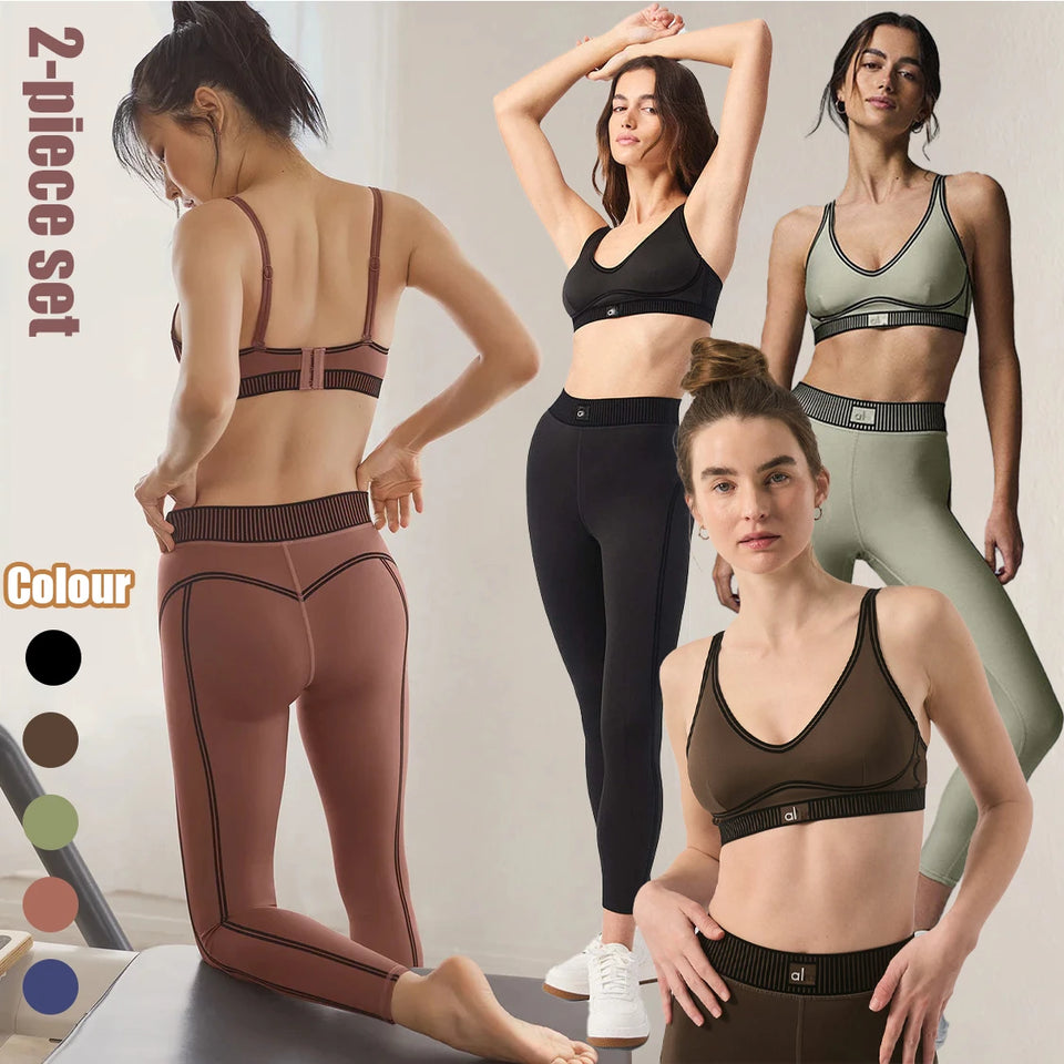 AL Yoga bra gym set leggings 7/8 breasted smooth and comfortable sports bra tight fitting workout setworkout clothes for women