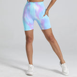 Women Tie dyed Gym Scrunch Shorts High Waist Seamless Legging Sports Yoga Leggins Elastic Pants Nylon Training Workout Tights