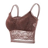 Womens Wireless Padded Lace Bras Deep V Halter Thin Bralettes Double Straps Buckle Free Elastic Underwear Pack