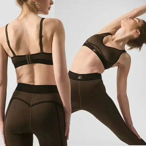 AL Yoga bra gym set leggings 7/8 breasted smooth and comfortable sports bra tight fitting workout setworkout clothes for women