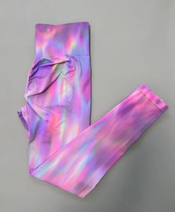 Women Athletic Tiedye Gym Leggings Exercising Fitness Workout Yoga Pants Elastic High Waist  Sports Leggins