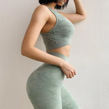 Tie Dyeing Seamless Yoga Set Two Piece Set Women Sports Bra Top High Waist Yoga Pants Workout Leggings Sexy Back Gym Clothing