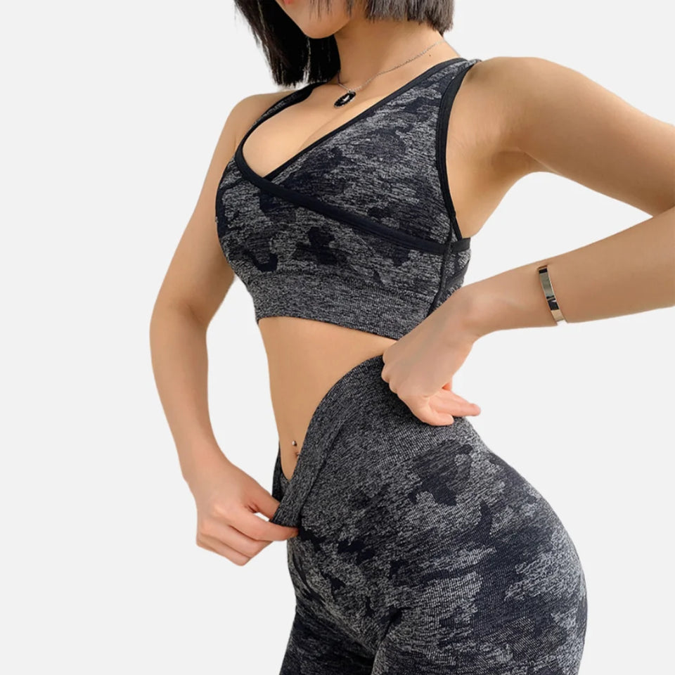 Tie Dyeing Seamless Yoga Set Two Piece Set Women Sports Bra Top High Waist Yoga Pants Workout Leggings Sexy Back Gym Clothing