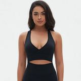 Sexy Deep V-neck Triangle Sports Bra Women Wrap Racerback Yoga Bralettes Push Up Gym Fitness Bra Padded Workout Top 2024