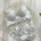Sweet Japanese Ladies Bra Set Small Breasts Gathered Lace Mesh Sexy Bra Set Girls Court Lingerie Fairy Bra Lingerie