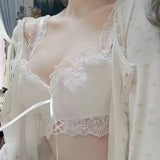 Sweet Japanese Ladies Bra Set Small Breasts Gathered Lace Mesh Sexy Bra Set Girls Court Lingerie Fairy Bra Lingerie