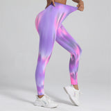 Women Tie dyed Gym Scrunch Shorts High Waist Seamless Legging Sports Yoga Leggins Elastic Pants Nylon Training Workout Tights