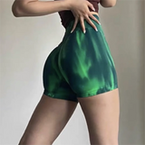 Women Tie dyed Gym Scrunch Shorts High Waist Seamless Legging Sports Yoga Leggins Elastic Pants Nylon Training Workout Tights