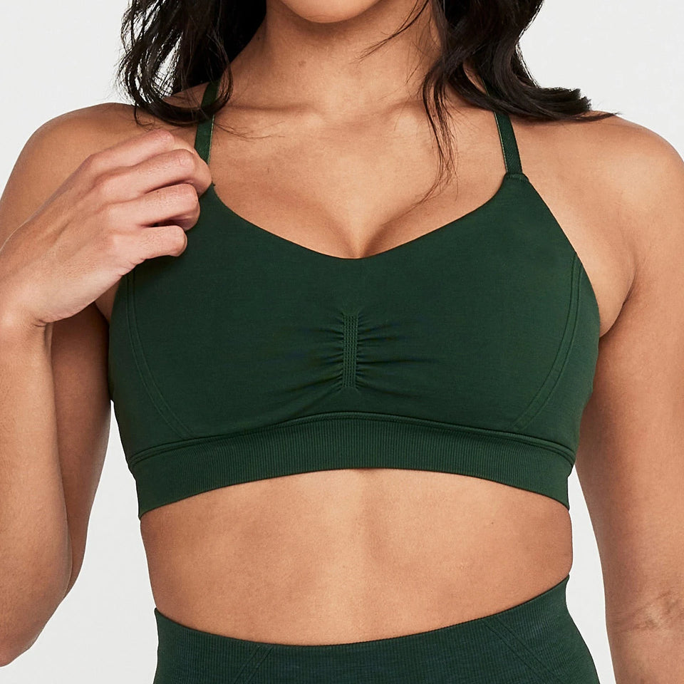 Seamless Sports Bra Effortless Micro Bralettes Women Running Adjustable Strap Fitness Workout Gym Top Sexy Cross Back Yoga Bra