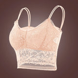 Womens Wireless Padded Lace Bras Deep V Halter Thin Bralettes Double Straps Buckle Free Elastic Underwear Pack