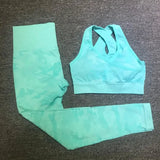 Tie Dyeing Seamless Yoga Set Two Piece Set Women Sports Bra Top High Waist Yoga Pants Workout Leggings Sexy Back Gym Clothing