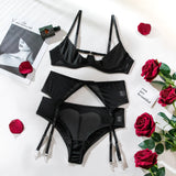 Ensemble Lingerie Push-Up Sexy – Soutien-Gorge Court et Jarretelles pour Femme