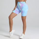 Women Tie dyed Gym Scrunch Shorts High Waist Seamless Legging Sports Yoga Leggins Elastic Pants Nylon Training Workout Tights