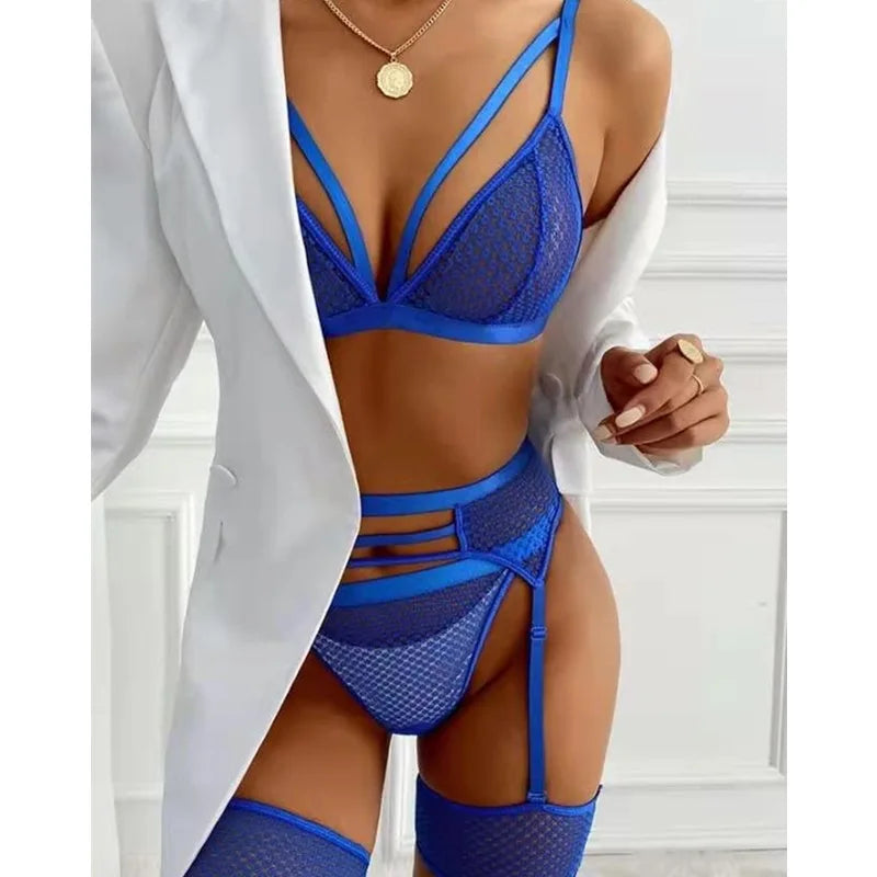 Ensemble Lingerie Push-Up Sexy – Soutien-Gorge Court et Jarretelles pour Femme