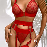 Ensemble Lingerie Push-Up Sexy – Soutien-Gorge Court et Jarretelles pour Femme