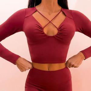 CUTIES Wrap Front Fitness Yoga Set Women Luxury Scrunch Booty Leggings Workout Clother Purple Sport Bra Gym Sport Suit Tracksuit