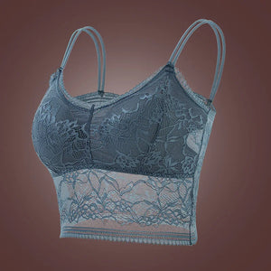 Womens Wireless Padded Lace Bras Deep V Halter Thin Bralettes Double Straps Buckle Free Elastic Underwear Pack