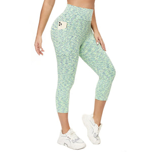 Leggings for Women High Waist Seamless Multicolor Mesh Print Leggings Fashion Capris with Pockets Butt Lifting Soft Yoga Pants