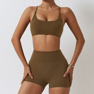Seamless Yoga Set Sexy Workout Sportswear Gym Clothing 2Pcs Sport Sets Women Hight Waist Leggings Fitness Shorts Sport Bra Suit